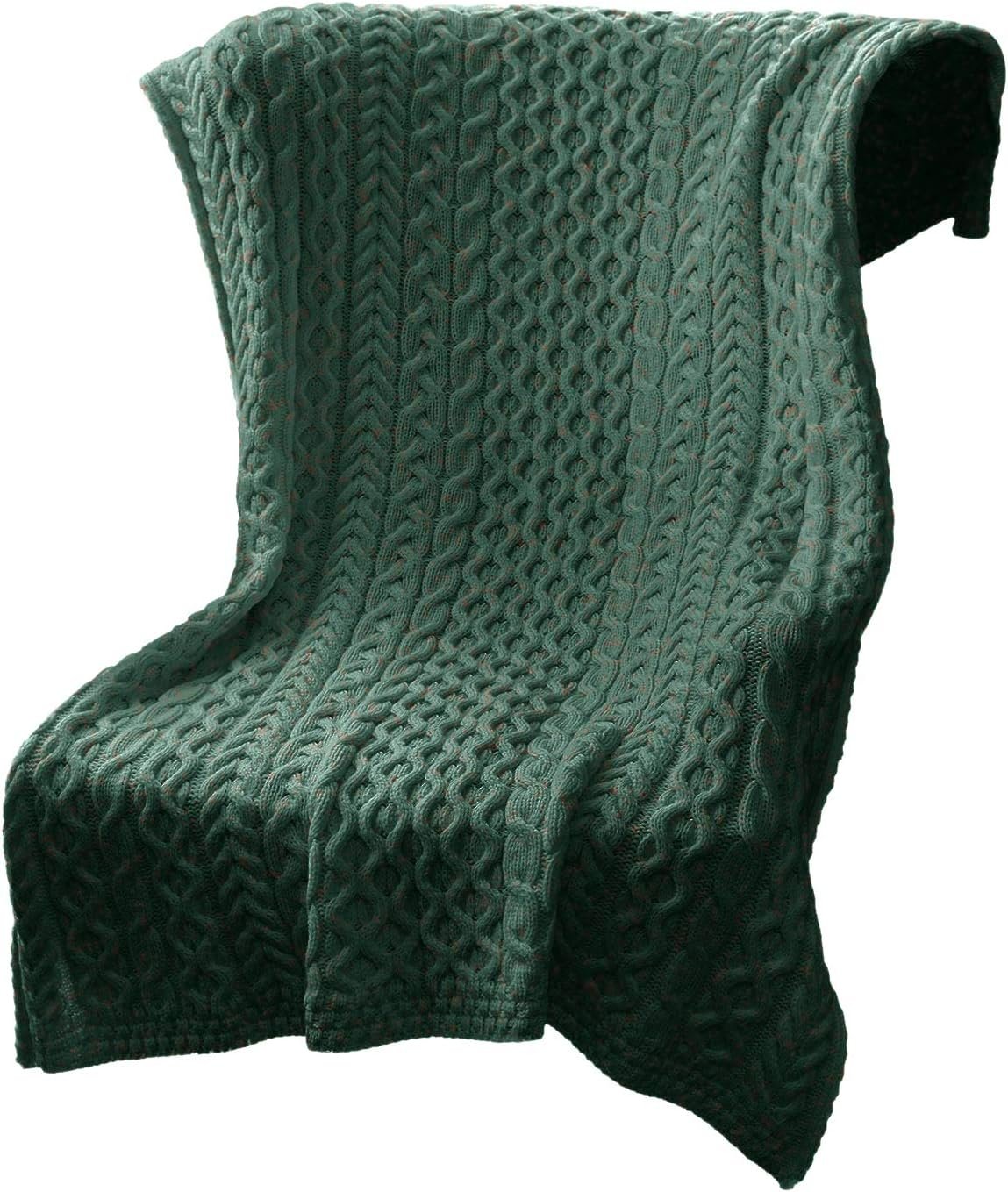 Wool Heavy Cable Knit Throw Blanket
