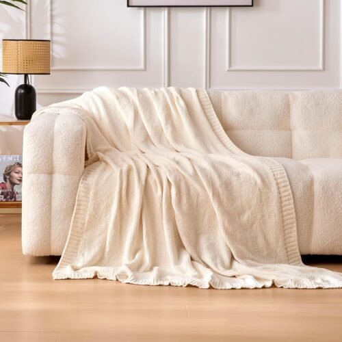 Chunky Chenille Knit Microfiber Throw Blanket