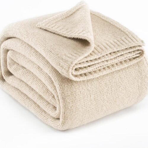 Wool Blend Cable Knit Throw Blanket