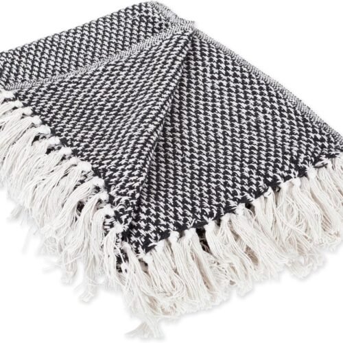 Cotton Basket Weave Throw Blanket for Indoor and Outdoor